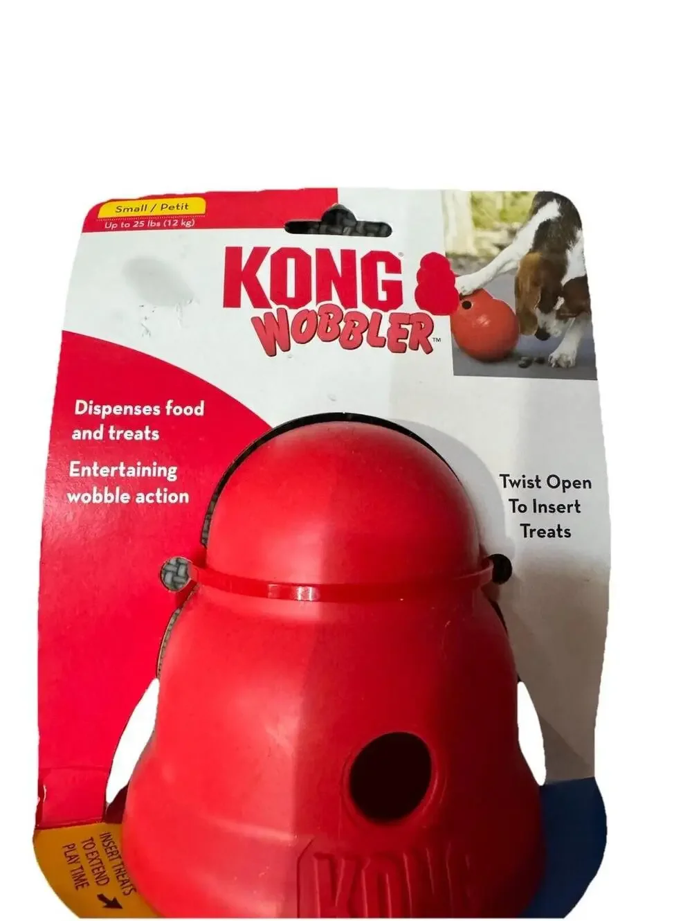 (RGB4) KONG Wobbler Small Dog Treat Dispenser Food Puzzle Toy Chew Interactive